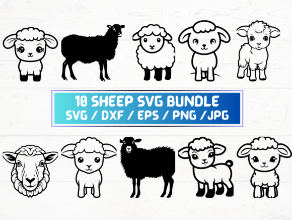 10 Sheep SVG, DXF, EPS, JPG, PNG: A Digital Asset for Modern Creativity and Business