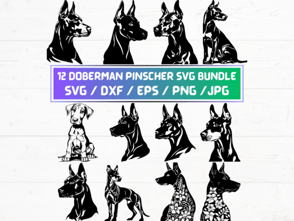 12 Doberman Pinscher Dog Svg Bundle