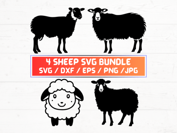 4 Sheep SVG, DXF, EPS, JPG, PNG Bundle: A Versatile Digital Asset for Modern Creators