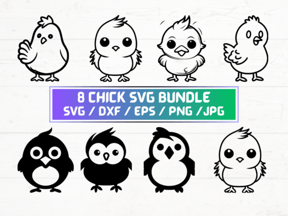 8 Chick SVG Bundle