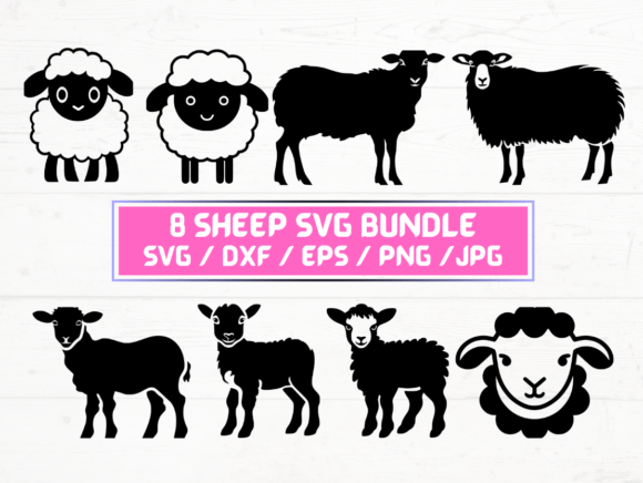 8 Sheep SVG File for Creative Projects