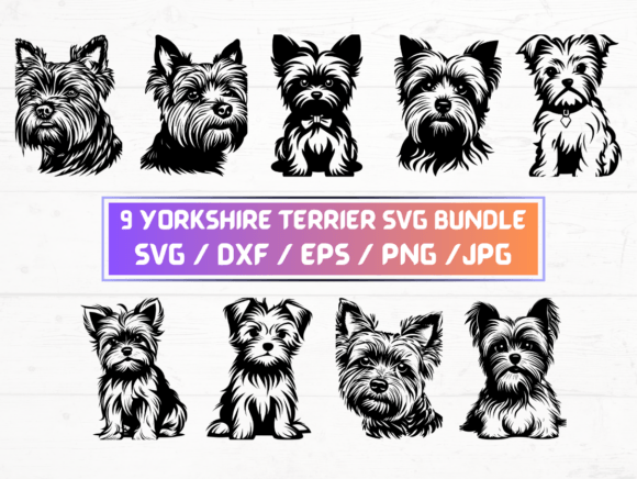 9 Yorkshire Terrier Dog SVG Bundle: A Versatile Digital Asset for Creative and Business Workflows