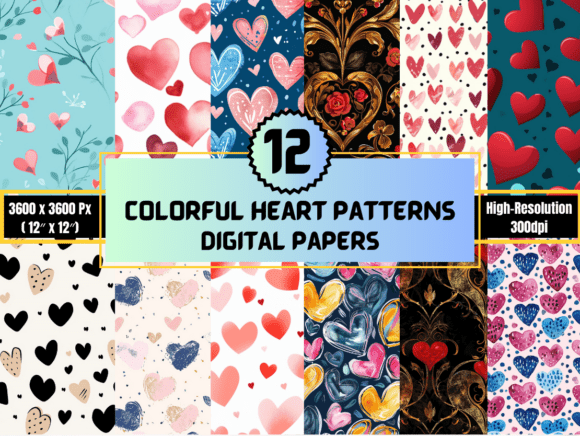 Colorful Heart Patterns for Creative Projects