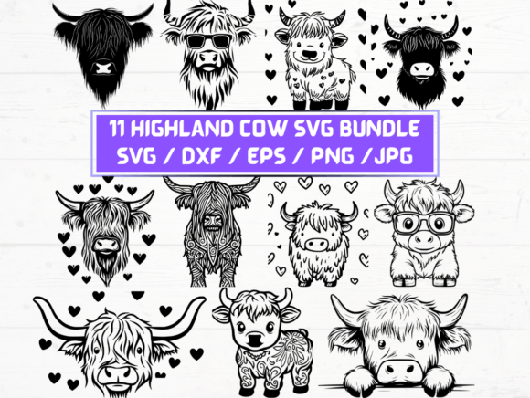 Everything You Need to Know About 11 Highland Cow SVG, DXF, EPS, JPG, and PNG Files