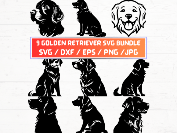 Golden Retriever Dog SVG, DXF, EPS, PNG: A Versatile Digital Asset for Creative and Professional Use
