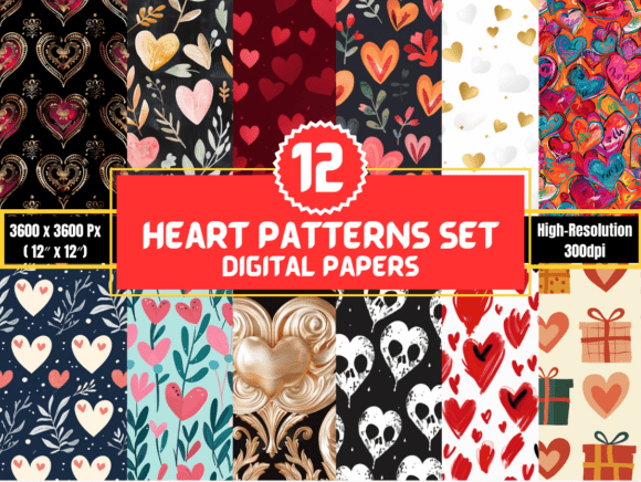 Heart Patterns Set: A Versatile Digital Resource for Creative Projects