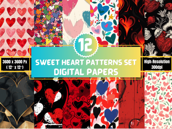 Sweet Heart Patterns Set