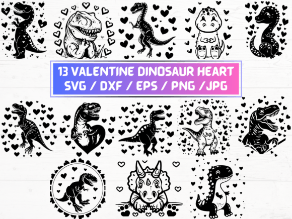 Valentine Dinosaur Heart SVG Files