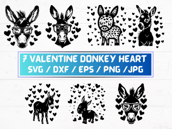 Valentine Donkey Heart SVG Laser Cut