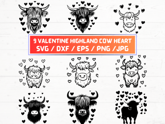 Valentine Highland Cow Heart SVG Bundle: A Digital Asset for Creative Projects